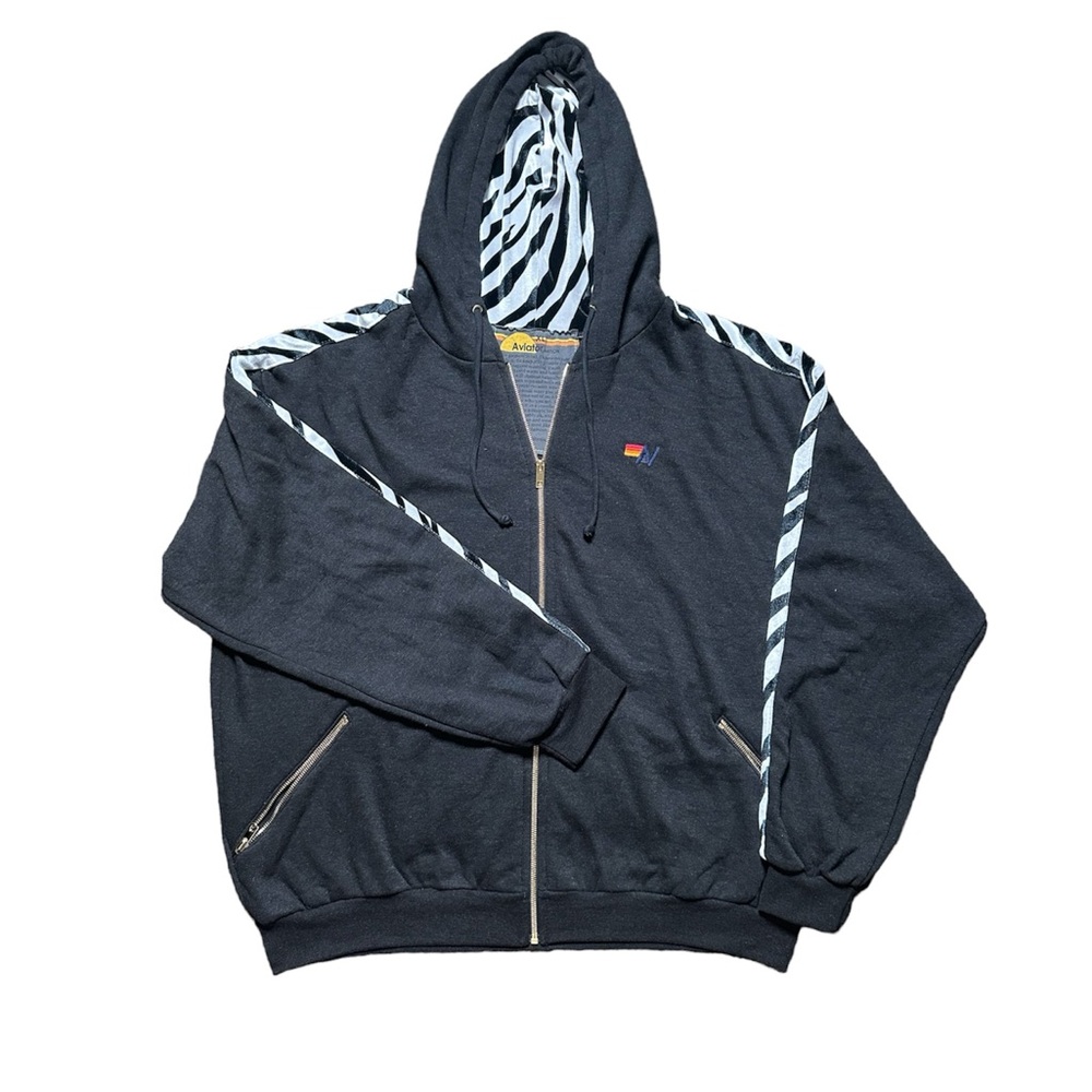 Rare Aviator Nation Unisex Zebra Print Hoodie